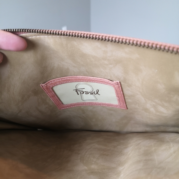 FOSSIL Penelope Collection Salmon Bird Leather Large Clutch Purse Pouch Wallet - Picture 10 of 16